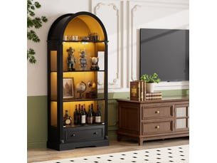 Vitrine coloris noir 2 étagère(s) DESMIU - 80 cmx180 cm