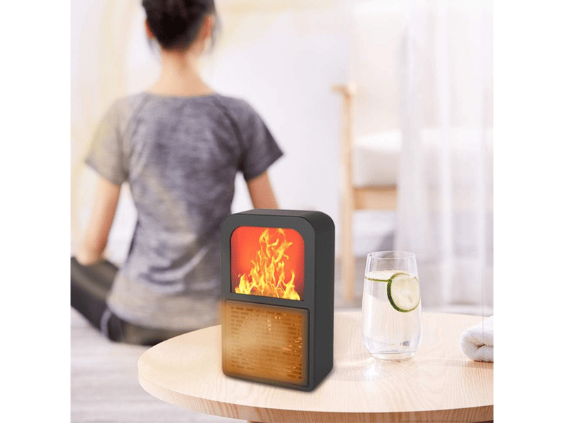  Chauffage 3d pour cheminée domestique de bureau mini chauffage électrique pour cuisinière d'hiver, noir  - Conforama A