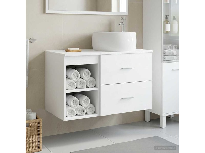 Ensemble de mobilier de salle de bain 2 pcs blanc shl8443 - Conforama B