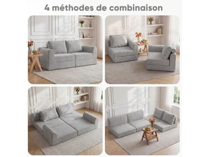 Canapé droit compressé convertible <strong>REDOM</strong> <strong></strong> 2 places Tissu