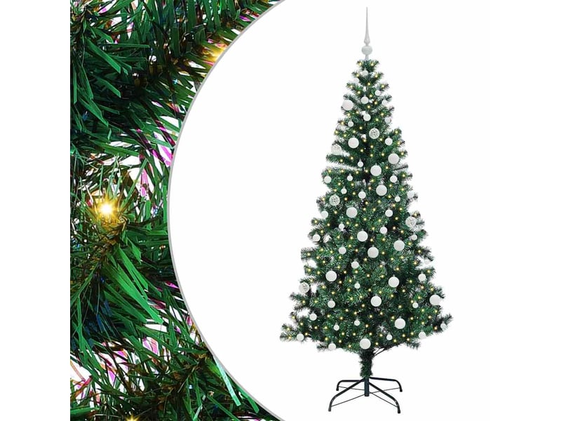  Sapin de noël artificiel, arbre de noël pré-éclairé vert 180 cm pvc et métal shl2217  - Conforama A