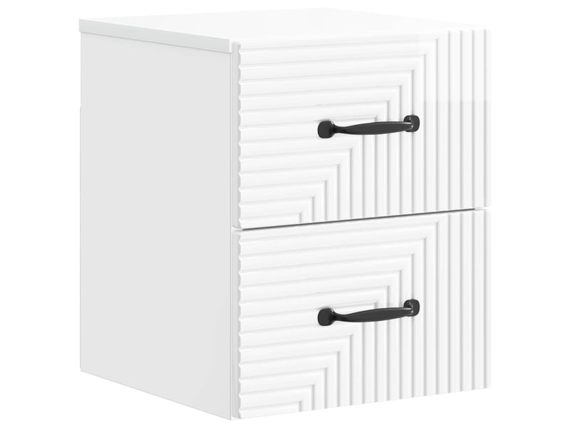  Table de chevet - cabinet de chevet - table de nuit mural 2 pc blanc brillant 34,5 x 33 x 40 cm  - Conforama D