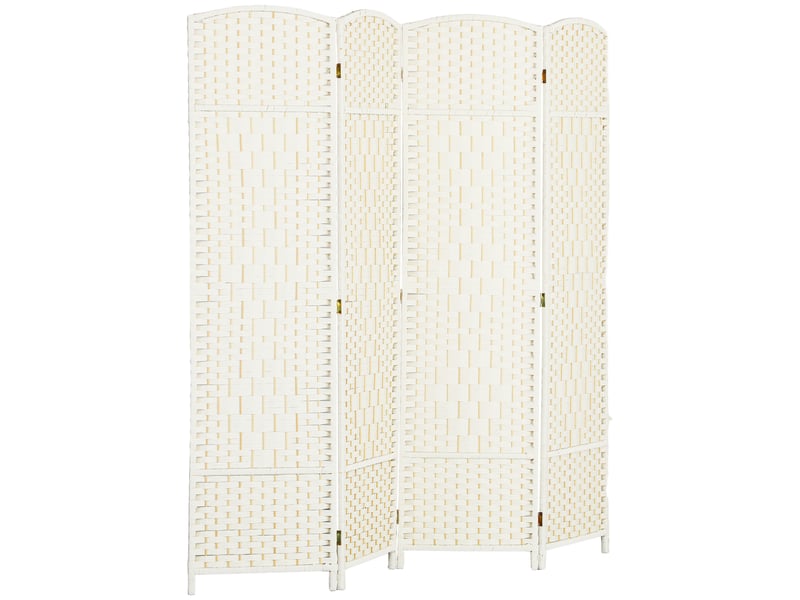  Paravent intérieur en bois 4 panneaux séparateur de pièce pliable pour salon chambre blanc 180 x 180 cm  - Conforama B