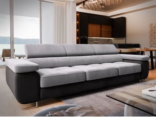 Canapé droit convertible <strong>MASSENO</strong> <strong></strong> 3 places Velours gris