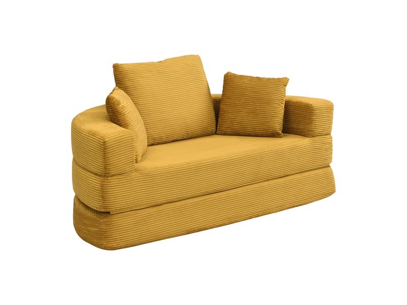 Canapé‑lit ovale modulable sans structure 173 x 176 cm, autoportant, revêtement velours côtelé, livré avec coussins, canapé‑lit pliable multifonction Fay Lum - Conforama R