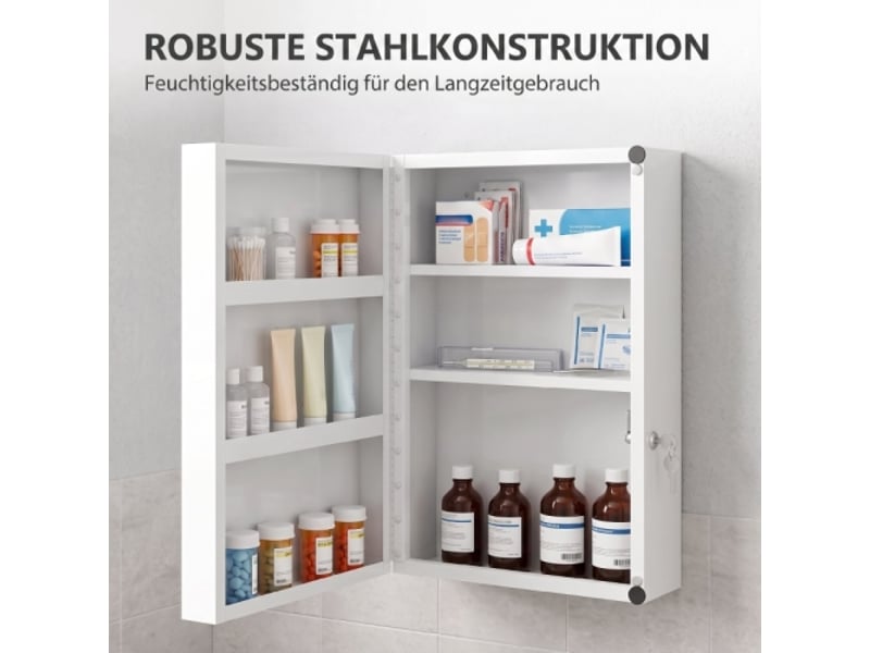 Armoire à pharmacie verrouillable avec 6 étagères, rangement sécurisé pour cuisine et couloir - Conforama B