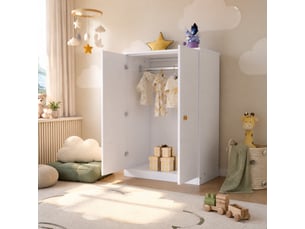 Armoire 2 portes avec barre de penderie 80 x 50 x 120 cm blanche evryae