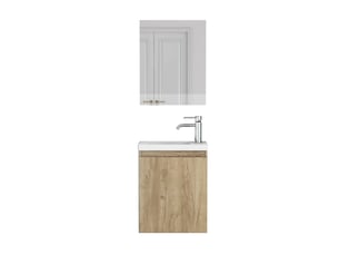 Meuble vasque suspendu 40 cm avec miroir - vasque céramique, meuble sans poignée gain de place