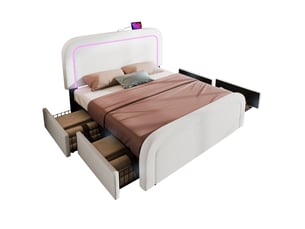 Lit avec rangement 160x200 cm COVREO coloris blanc