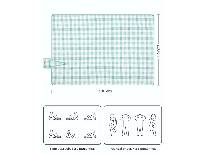  Couverture de pique-nique 4 piquets de sol grand tapis pour camping jardin plage extérieur hydrofuge pliable portable 12_0005258  - Conforama B