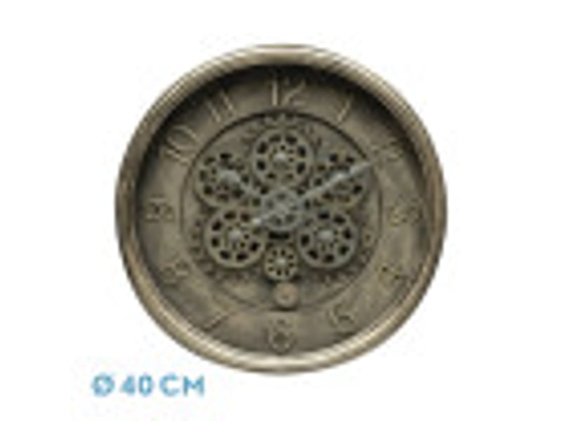  Horloge murale fabrilamp atarfe 40 x 40 cm doré rustique engrenages mobiles 217714027 - Conforama B