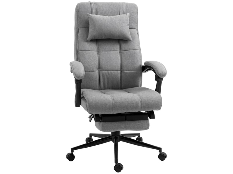  Chaise de bureau ergonomique,66x76x112-120 cm,avec repose-pieds,lin,gris clair  - Conforama A