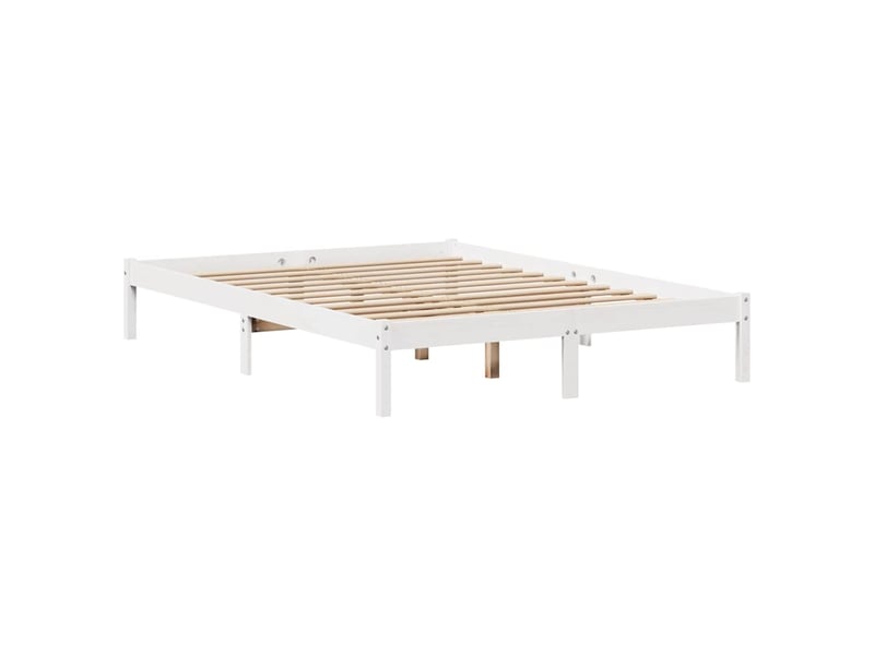  Lit double- lit adulte -  lit bibliothèque sans matelas blanc 135x190 cm bois pin massif  - Conforama D