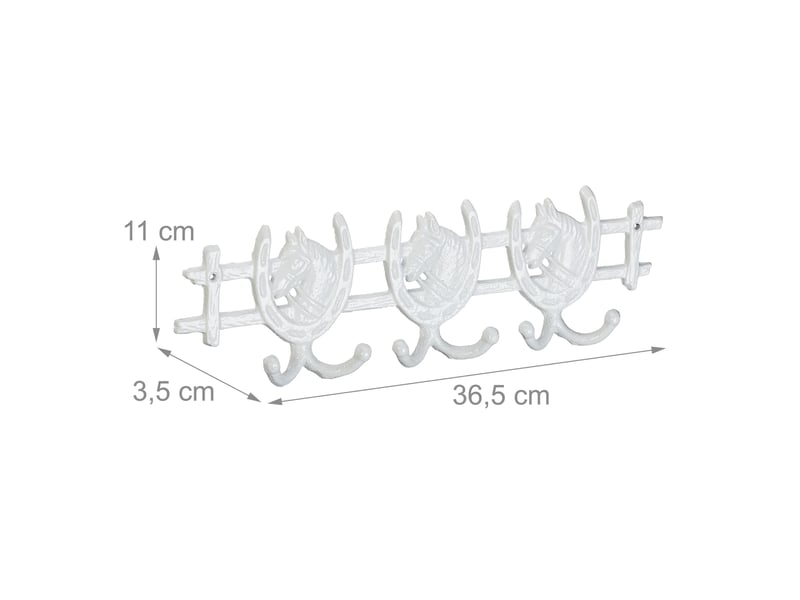  Portemanteau mural décoratif rustique entrée 90 x 20 x 10 cm avec 6 crochets en fonte blanche 13_0013382  - Conforama A