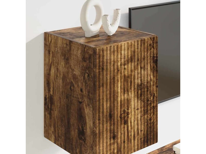  Meuble tv - banc tv - meuble de rangement mural 30 x 31 x 40 cm chêne fumé bois d'ingénierie  - Conforama D
