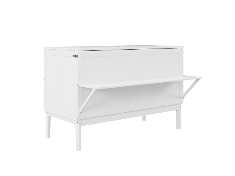  Lit adulte 140x200cm,lit escamotable,lit pliant vertical en bois massif avec espaces de rangement,blanc lit adulte blanc - Conforama E
