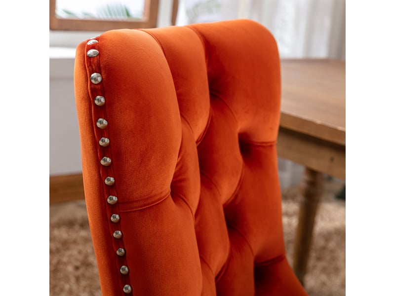  Lot de 2 chaises de salle à manger en velours orange DE2001OG - Conforama D
