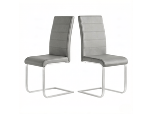 Lot de 2 chaises de salle à manger à dossier haut  - piètement luge ergonomique, velours métal gris foncé