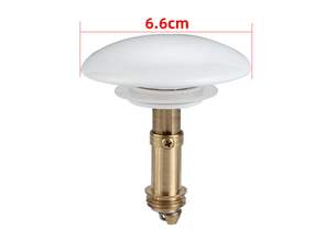 Lemroe 2 pcs bouchon de vidange en cuivre,anti-fuite,filtre de vidange d'évier avec couvercle en céramique (blanc + or,taille : 6,6 cm)