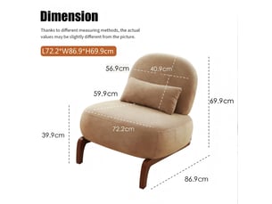 Fauteuil d'accent 72.2x86.9x69.9cm – chaise de salon sans accoudoirs avec coussin moelleux et oreiller lombaire – tissu de chenille - marron