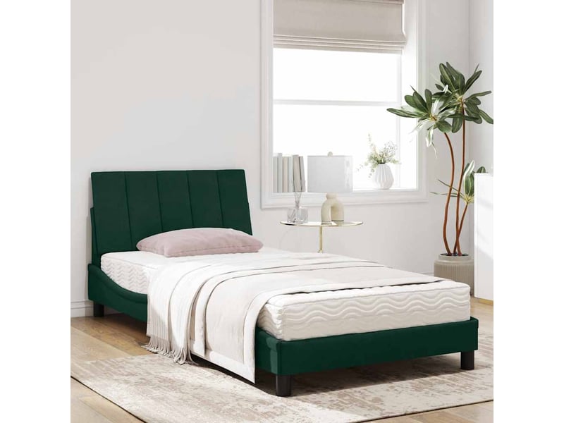 Lit avec matelas hanko vert foncé 100x200 cm velours  - Conforama C