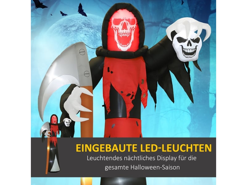  Décoration gonflable halloween faucheur avec led et yeux rouges pour jardin en polyester noir 205×115×370 cm  - Conforama E
