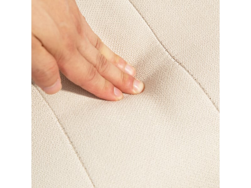  Fauteuil à bascule, rocking chair en tissu efft lin, coussin lombaire, pieds en bois d'hévéa, assise rembourrée, beige  - Conforama E