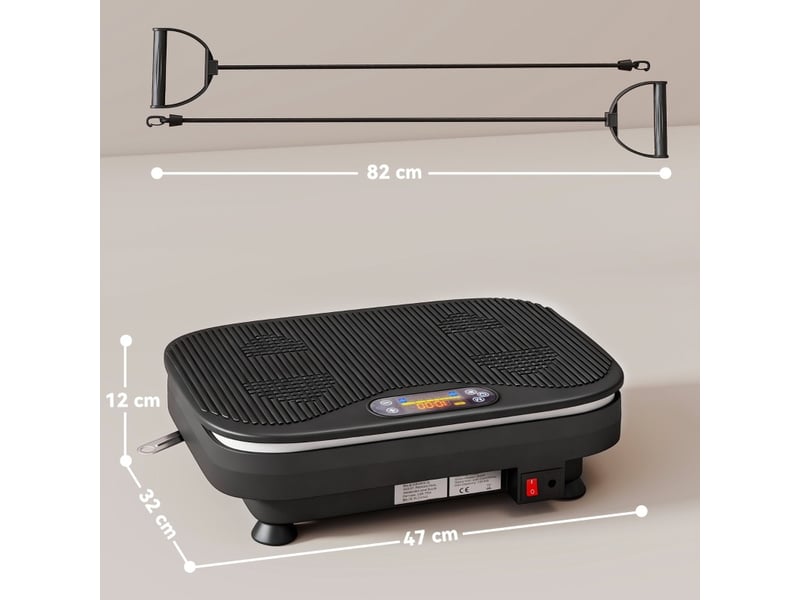  Plateforme vibrante 47 x 32 x 12 cm noire en abs et acier q235, bluetooth, télécommande et 99 vitesses  - Conforama C