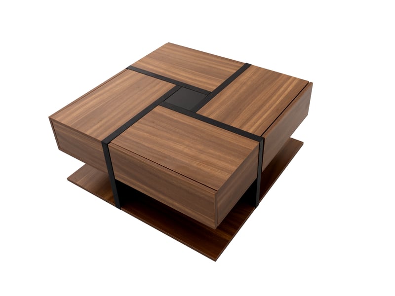  Table basse à 4 tiroirs, coloris unique et design linéaire, espace de rangement en dessous. 78 x 78 x 36 cm  - Conforama A