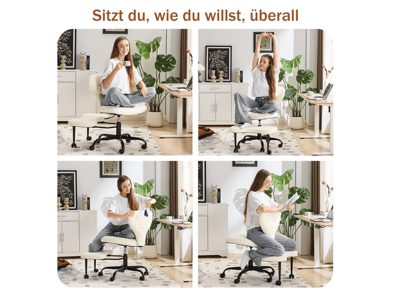  Chaise de bureau 67x80x84 cm pivotante réglable blanche  - Conforama C