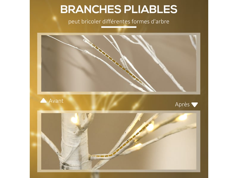  Arbre lumineux led - décoration lumineuse blanc chaud - 96 leds - usage intérieur - 150 cm - décoration de noël chambre maison blanc  - Conforama R