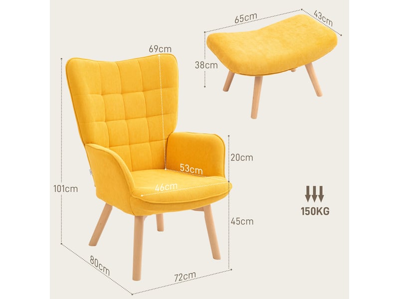  Fauteuil relax avec ottomane, capitonné en polyester orange  - Conforama E