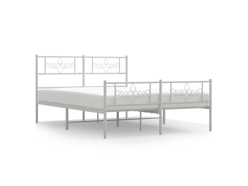 Lit double- lit adulte - cadre de lit métal sans matelas et pied de lit blanc 120x190 cm - Conforama A