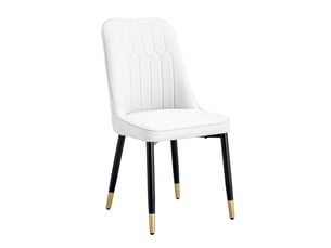 Lot de 2 chaises de salle à manger, chaises blanches en cuir pu avec pieds en métal noir, assise 43x41.5 cm