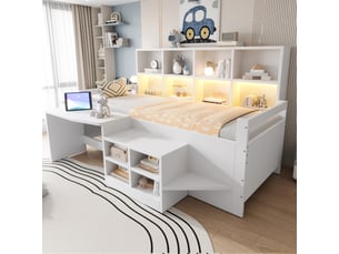 Lit simple 90x200 cm <strong>OKWISH</strong>  <strong></strong> coloris blanc