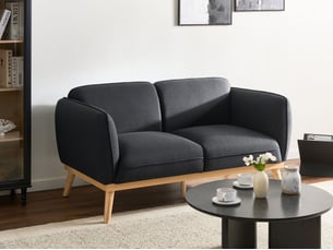 Canapé droit fixe 2 places Tissu noir avec coffre de rangement