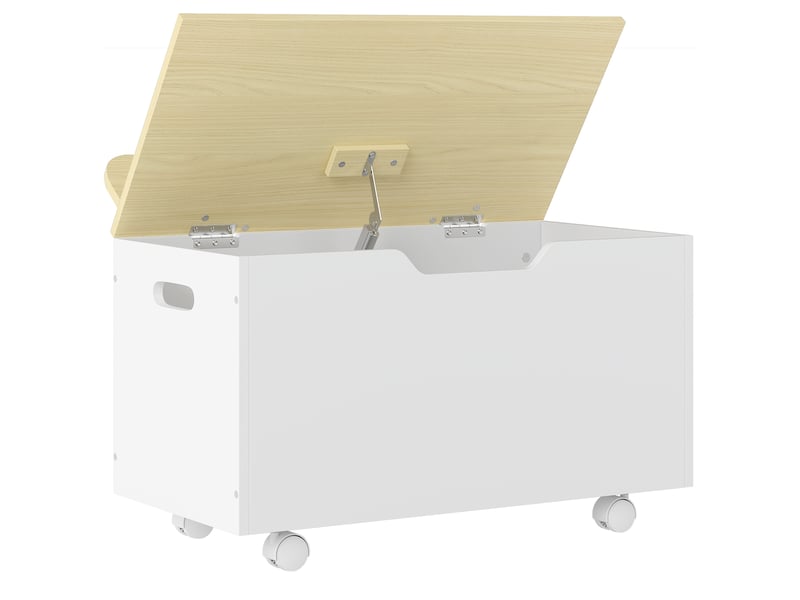  Coffre à jouet enfant sur roulettes, coffre de rangement enfant avec couvercle rabattable, blanc, 59 x 30 x 53 cm  - Conforama B