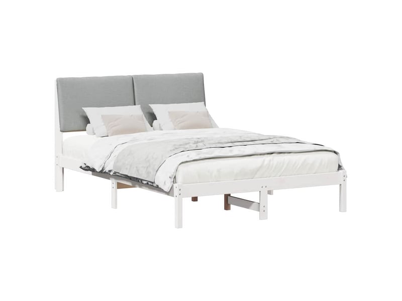 Lit double- lit adulte - cadre de lit avec tête de lit blanc et gris clair 150 x 200 cm - Conforama B