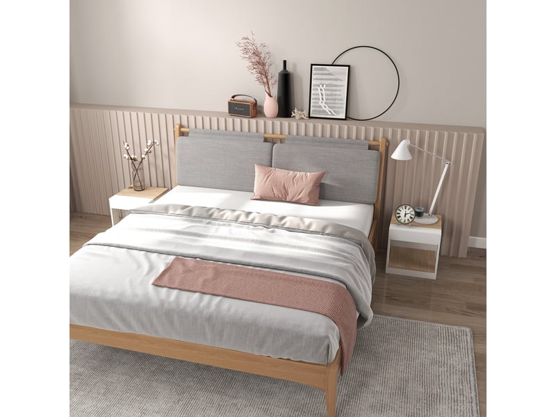  Lot de 2 tables d'appoint bout de canapé table de chevet 40 x 40 x 45 cm blanc et naturel -  - Conforama W