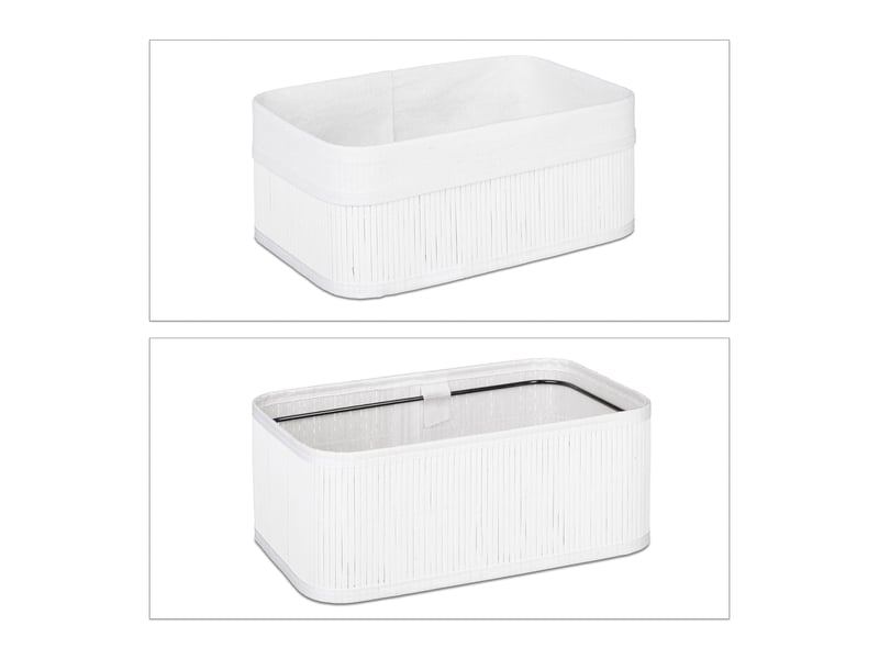  Lot de 3 boîtes de rangement en bambou décoration pratique salle de bain 8 x 21,5 x 12 cm en bambou naturel 13_0005960  - Conforama C