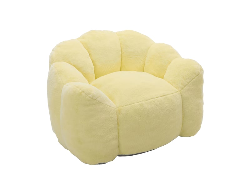  Fauteuil lotus 101x111x68 cm sans montage en velours jaune, assise confortable pour adulte, format compact  - Conforama A