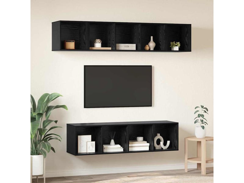  Ensemble meuble tv - banc tv - meuble de rangement 4 pcs chêne noir bois d'ingénierie  - Conforama D