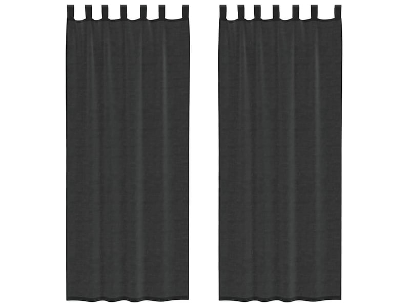  Lot de 2 rideaux en voile, voilages avec passants noir cf44451  - Conforama A
