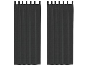 Lot de 2 rideaux en voile, voilages avec passants noir cf44451