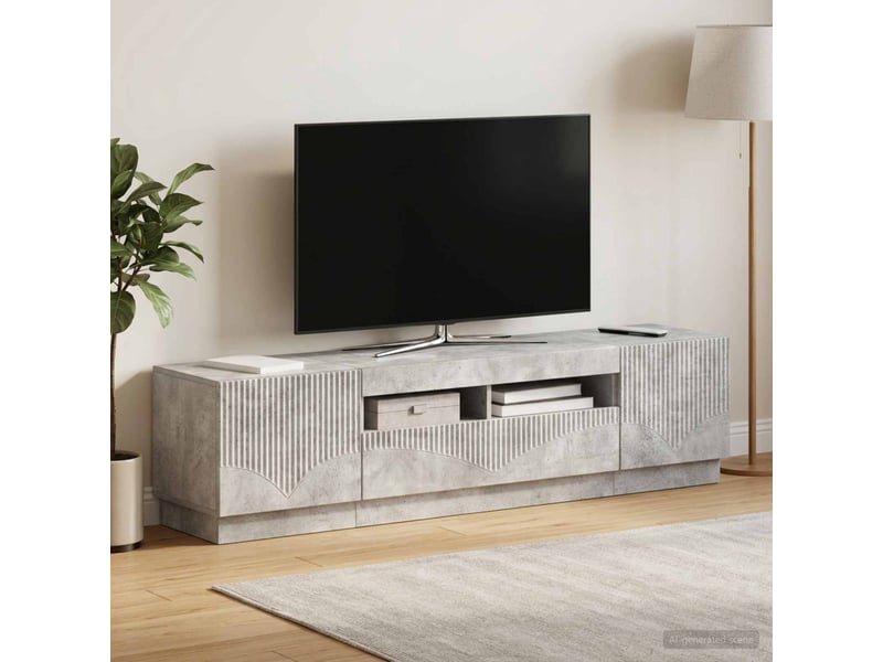Meuble tv - banc tv - meuble de rangement led hoorn 3 pcs gris béton bois d'ingénierie - Conforama B