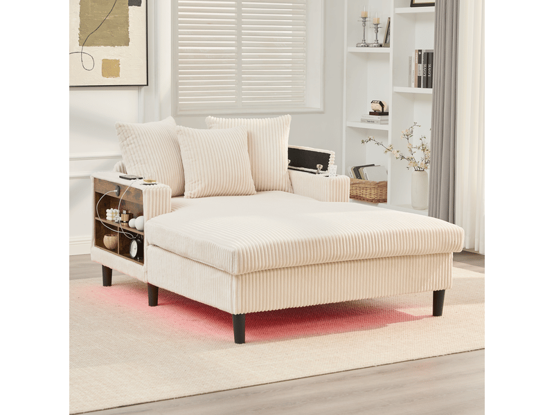  Canapé droit fixe 1 place tissu led beige  - Conforama E