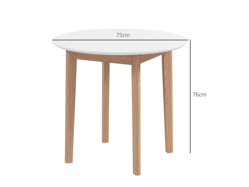  Table de cuisine 75 x 76 cm style campagne table de salle à manger rond 2 personnes bois massif blanc  - Conforama C