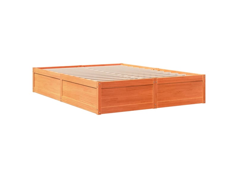  Lit double- lit adulte -  cadre de lit sans matelas  marron 150x200cm bois pin massif  - Conforama B
