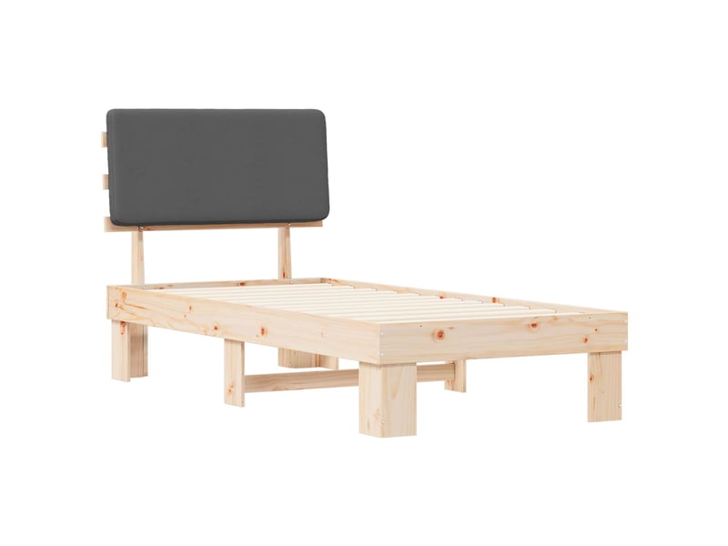  Lit simple- lit adulte -  cadre de lit avec tête de lit rembourrée gris foncé 80 x 200 cm  - Conforama C