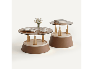 Table basse rond(e) coloris marron ULQENI  - 70 cmx50 cm